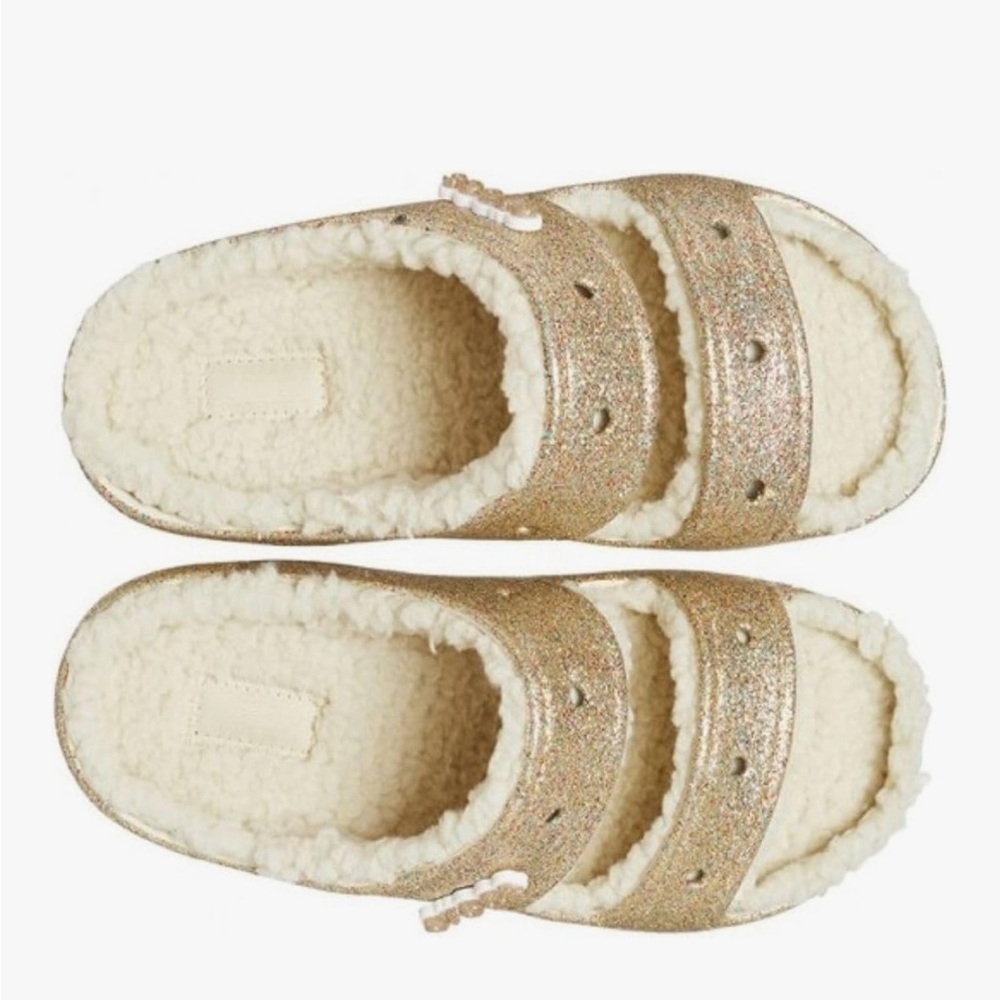 CROCS Unisex Classic Cozzzy Sandals - Gold Glitter